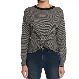 FRAME 100% Cashmere Twist Knot Stripe Sweater
